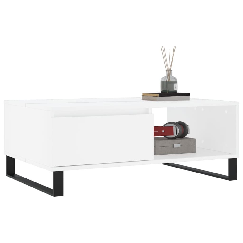 Tavolino da Salotto Bianco 90x60x35 cm in Legno Multistrato - homemem39