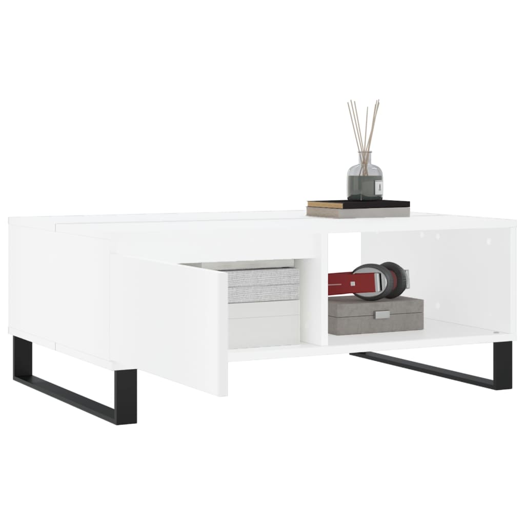 Tavolino da Salotto Bianco 90x60x35 cm in Legno Multistrato - homemem39