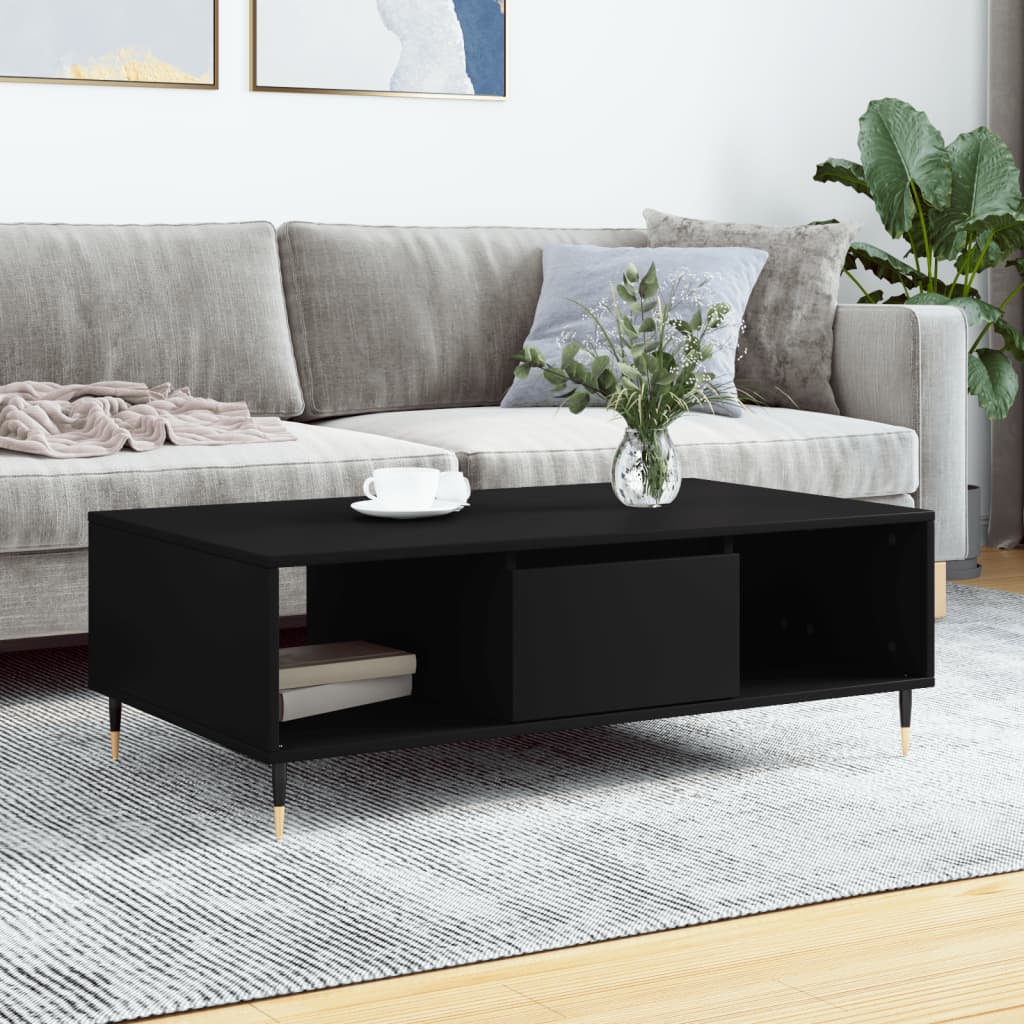 Tavolino da Salotto Nero 104x60x35 cm in Legno Multistrato - homemem39