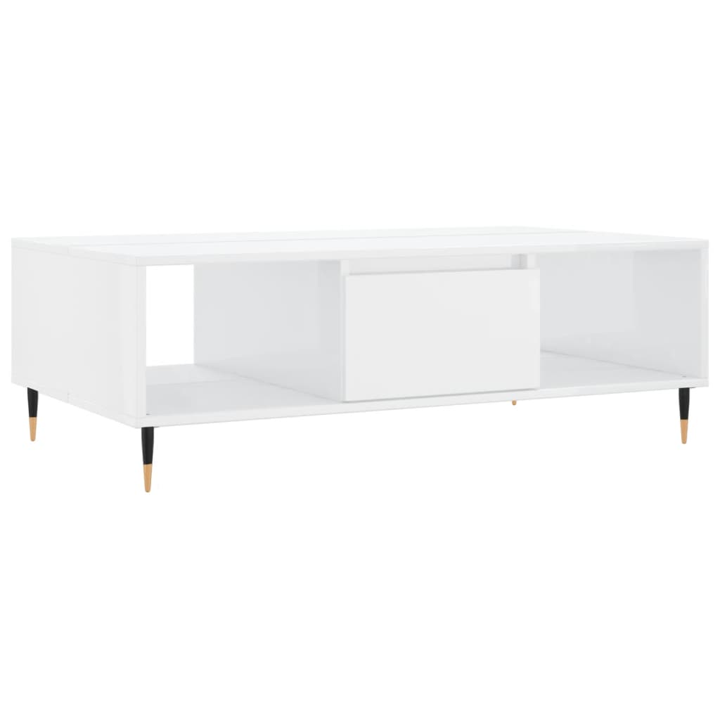 Tavolino da Salotto Bianco Lucido 104x60x35cm Legno Multistrato - homemem39