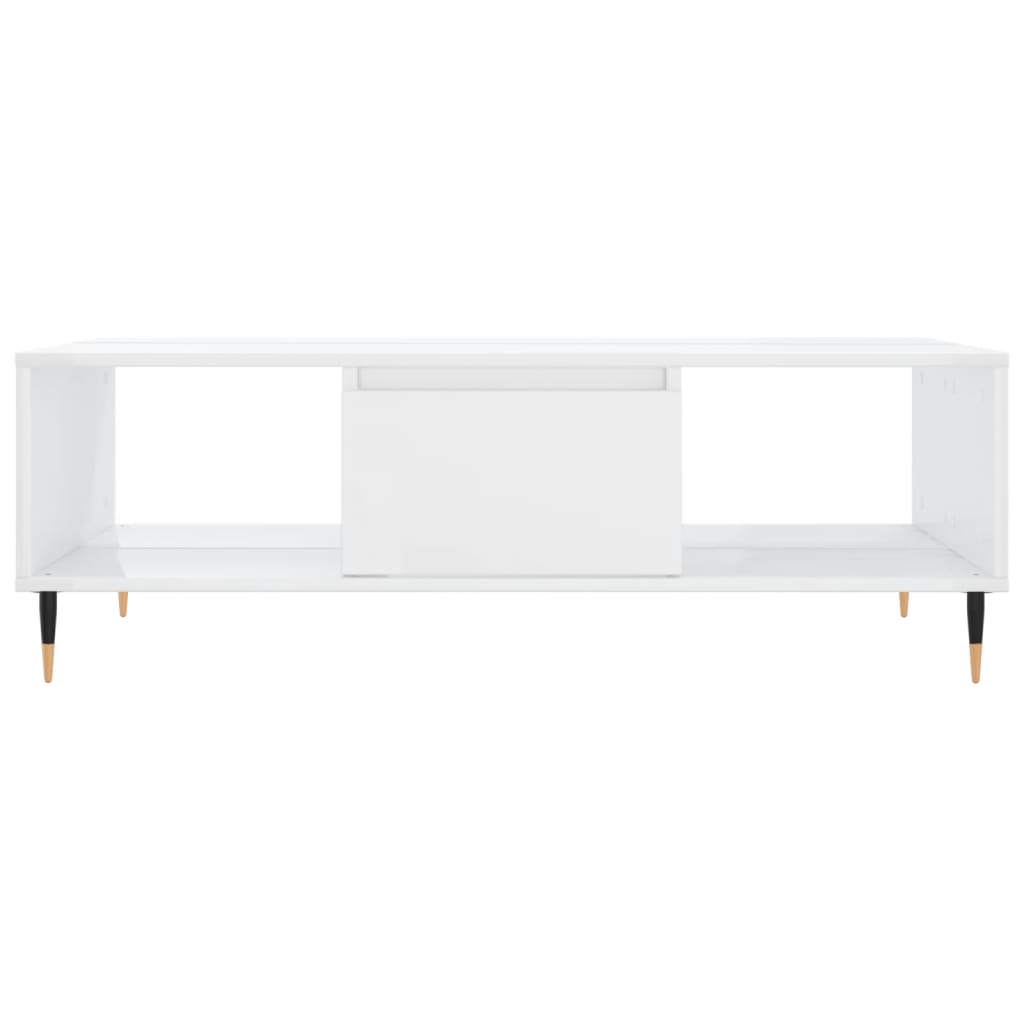 Tavolino da Salotto Bianco Lucido 104x60x35cm Legno Multistrato - homemem39