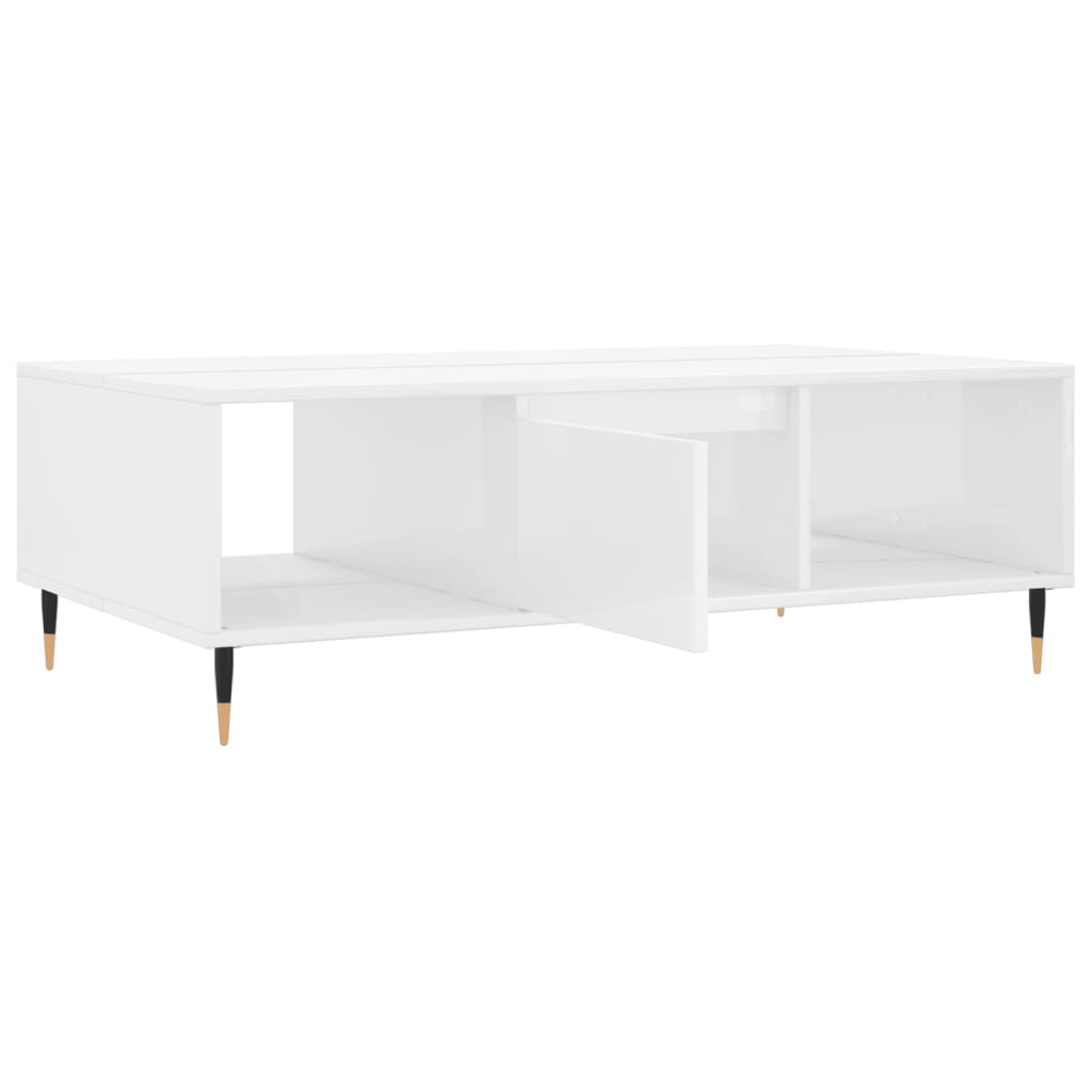 Tavolino da Salotto Bianco Lucido 104x60x35cm Legno Multistrato - homemem39