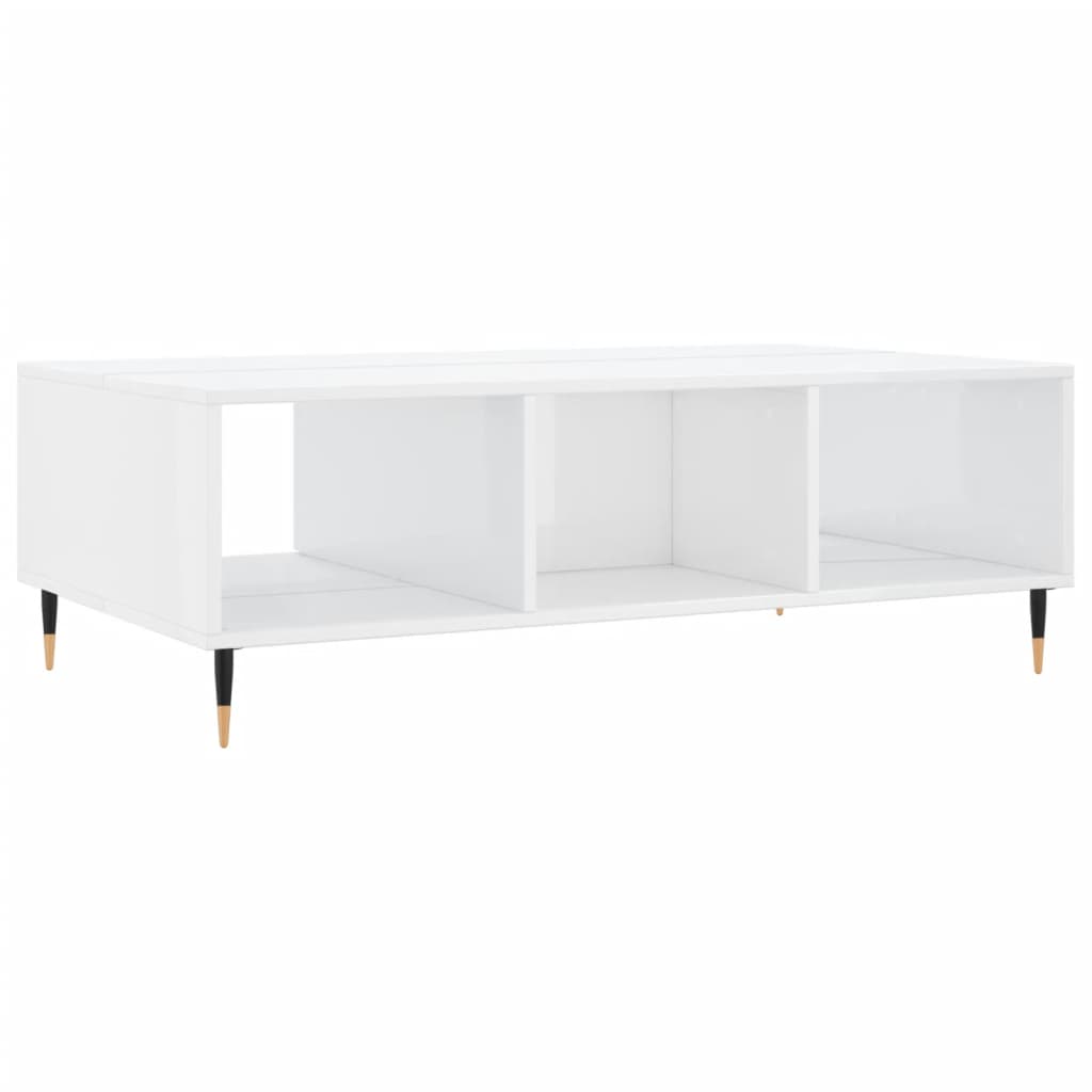 Tavolino da Salotto Bianco Lucido 104x60x35cm Legno Multistrato - homemem39