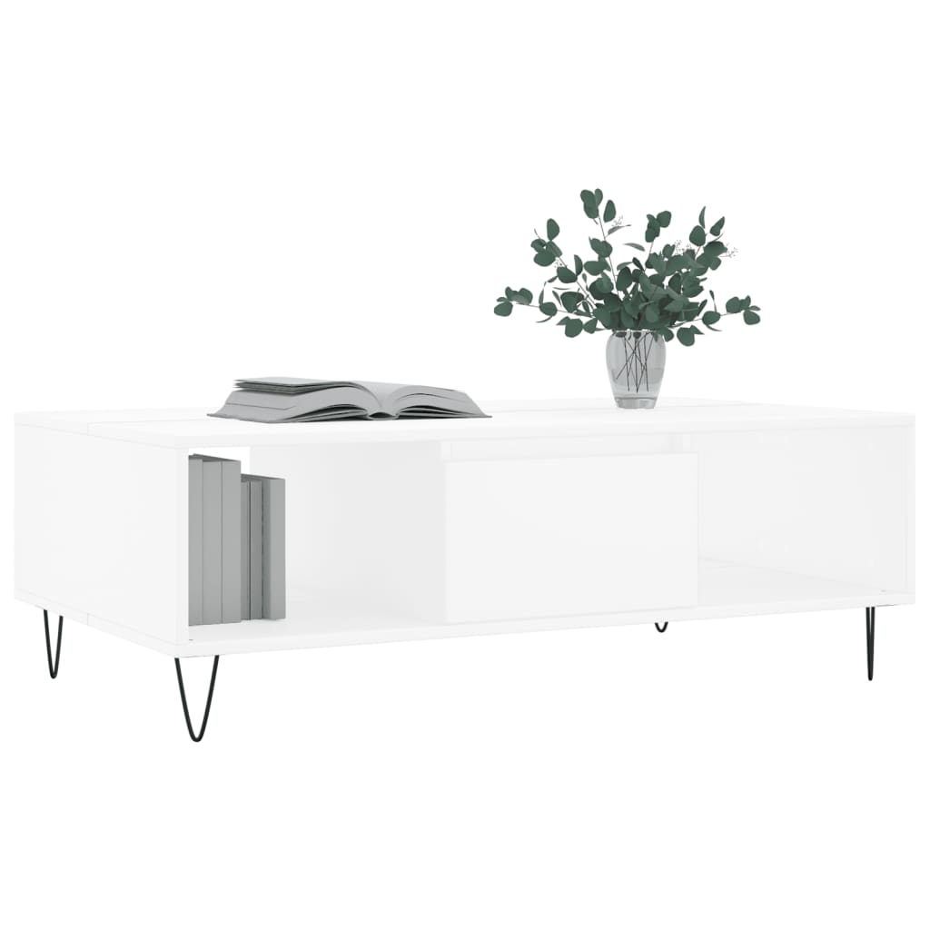 Tavolino da Salotto Bianco 104x60x35 cm in Legno Multistrato - homemem39