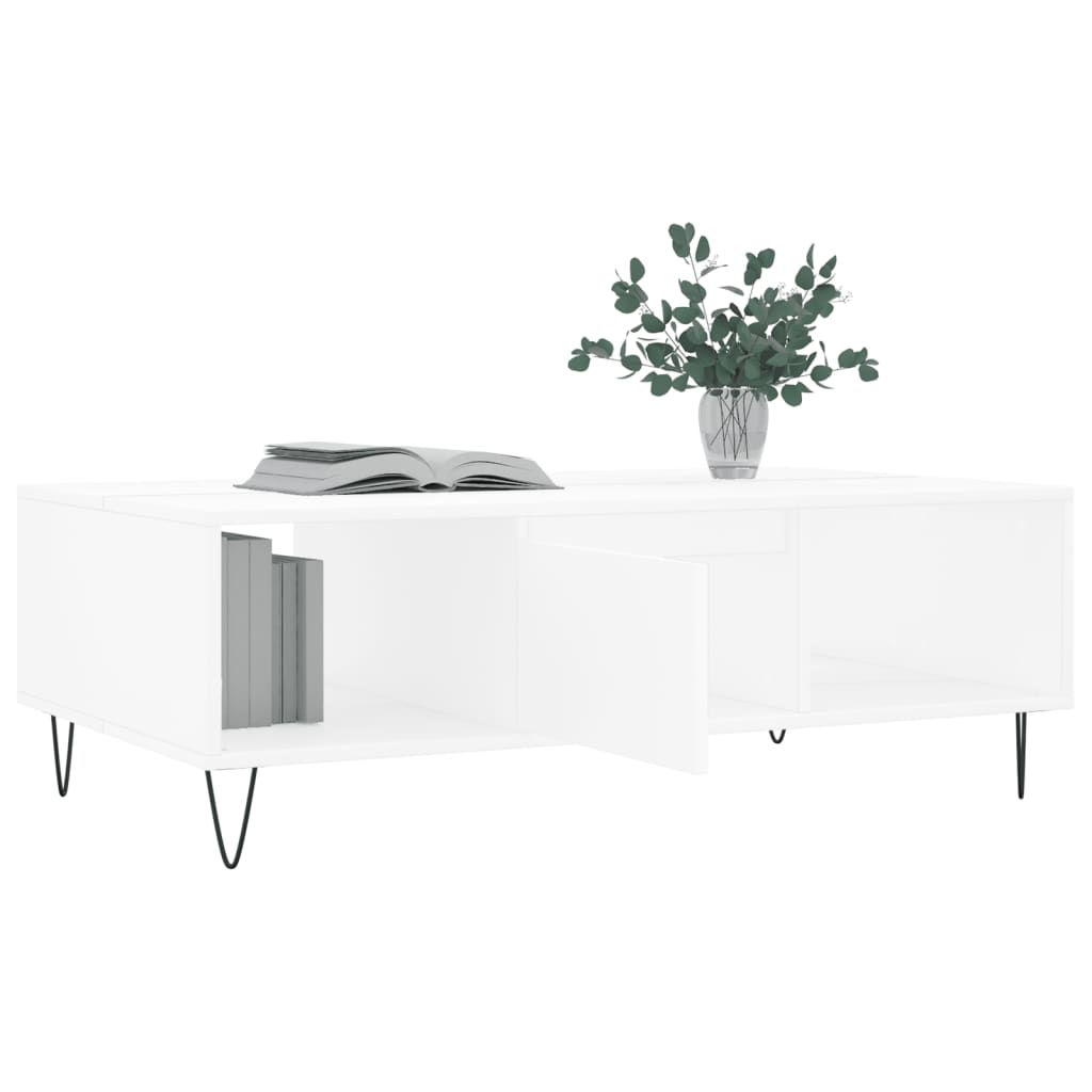 Tavolino da Salotto Bianco 104x60x35 cm in Legno Multistrato - homemem39