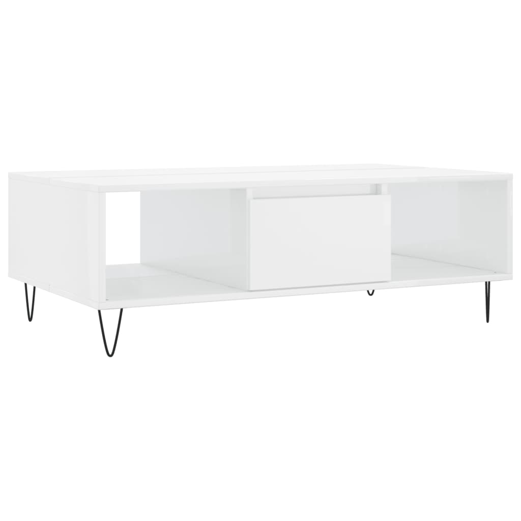 Tavolino da Salotto Bianco Lucido 104x60x35cm Legno Multistrato - homemem39