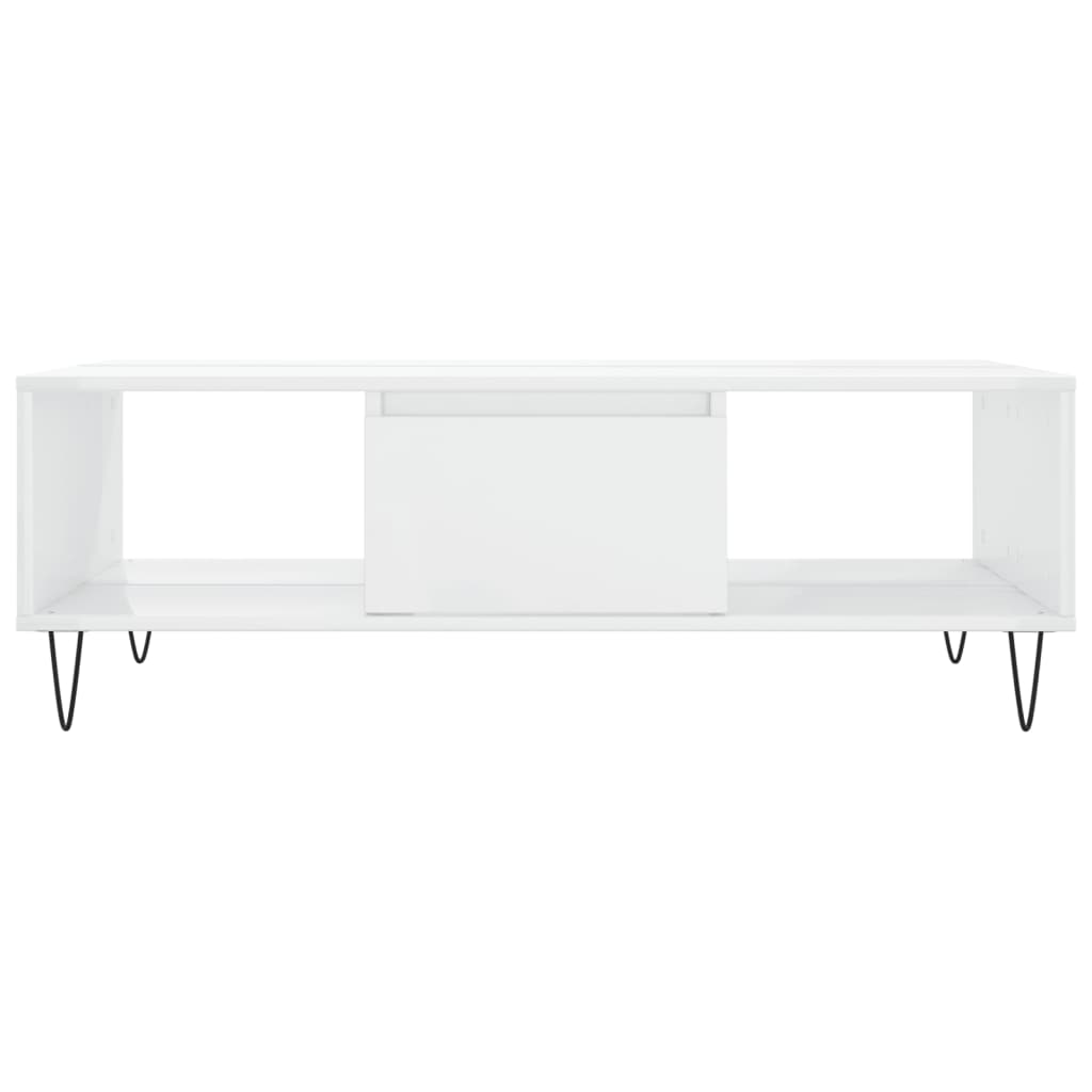 Tavolino da Salotto Bianco Lucido 104x60x35cm Legno Multistrato - homemem39