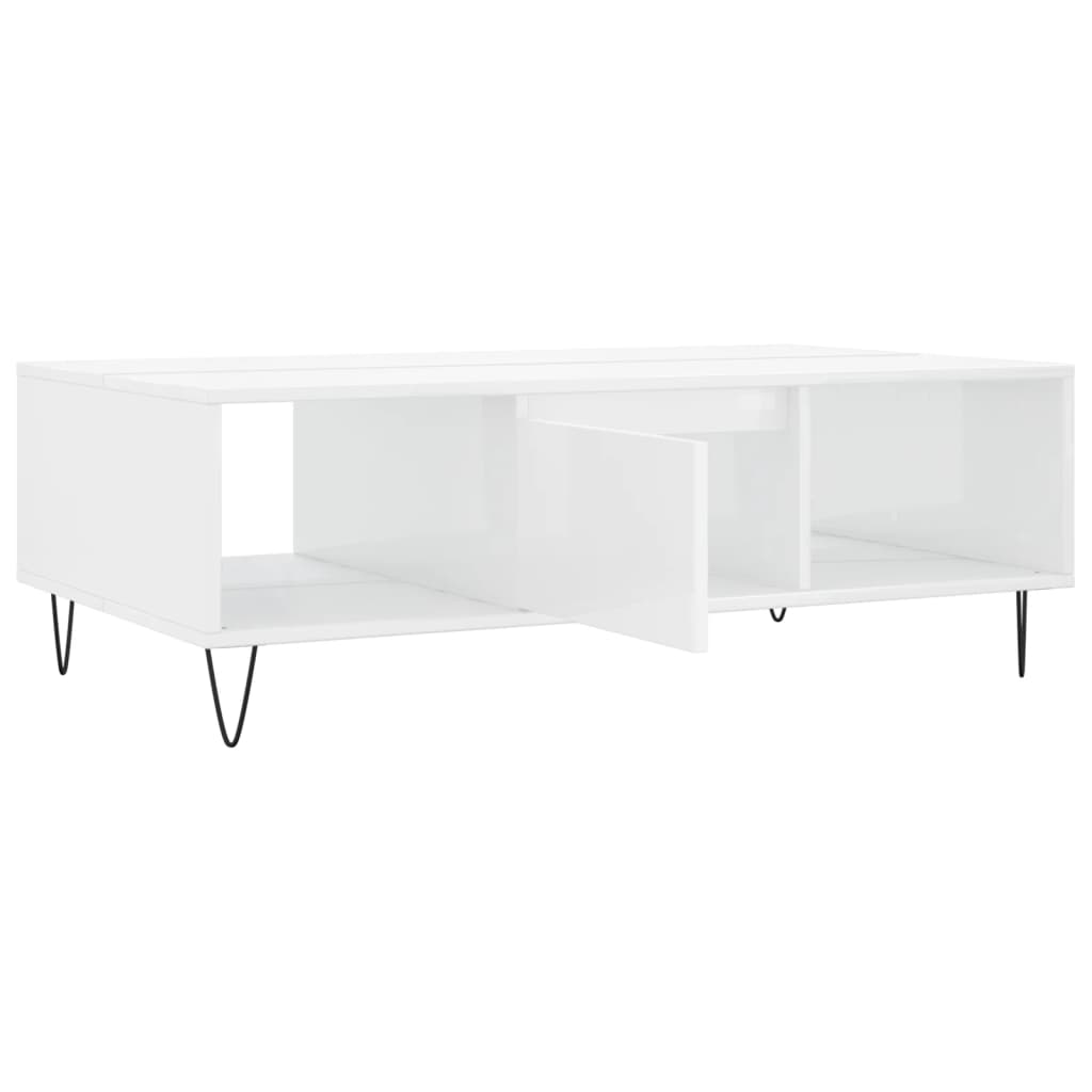 Tavolino da Salotto Bianco Lucido 104x60x35cm Legno Multistrato - homemem39