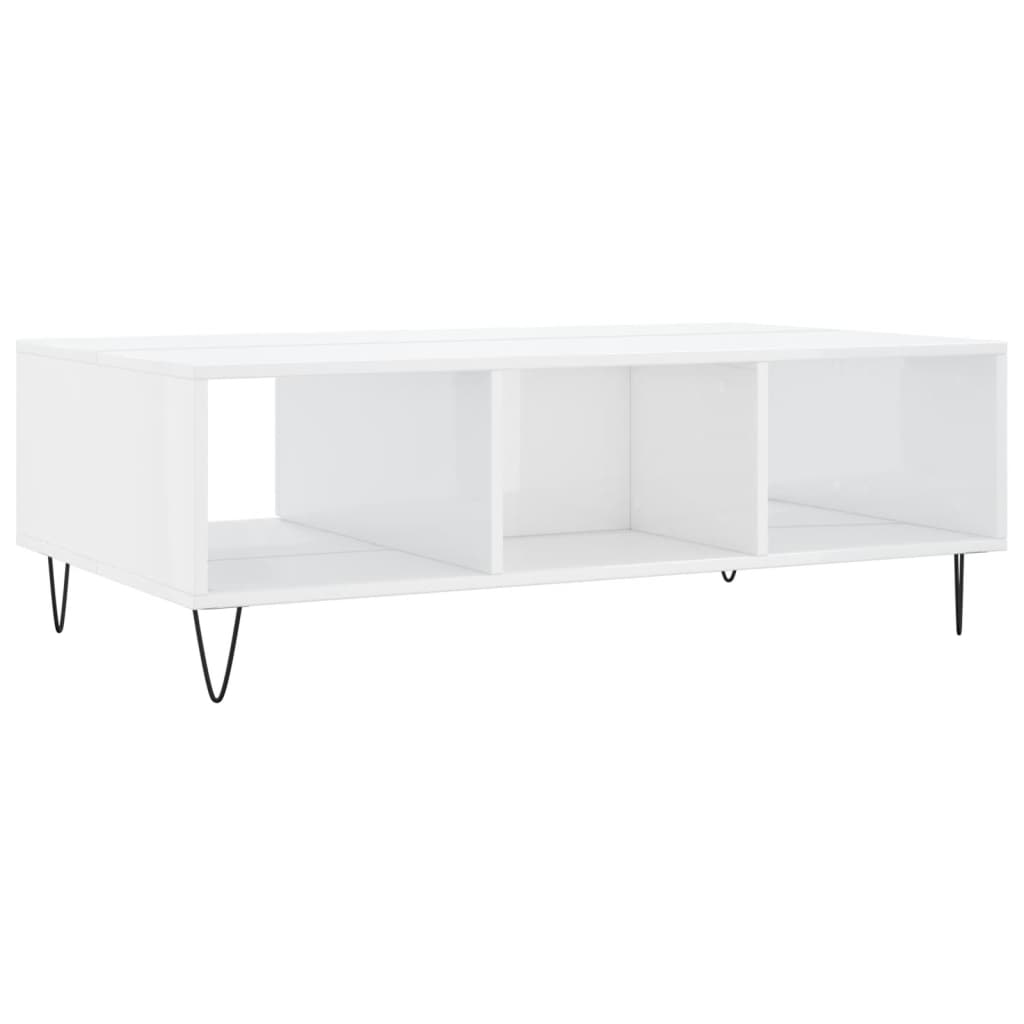 Tavolino da Salotto Bianco Lucido 104x60x35cm Legno Multistrato - homemem39