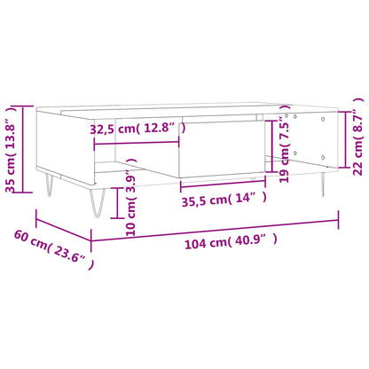 Tavolino da Salotto Rovere Fumo 104x60x35 cm Legno Multistrato - homemem39