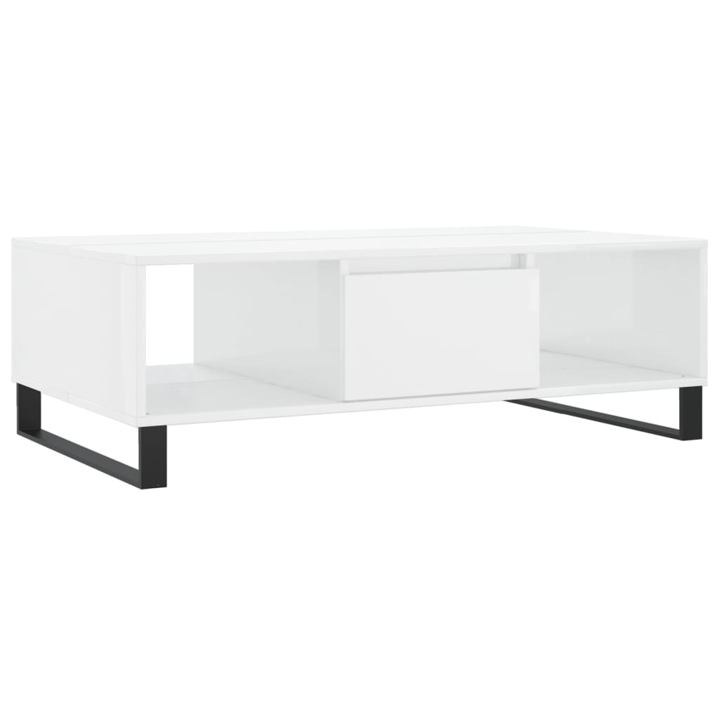 Tavolino da Salotto Bianco Lucido 104x60x35cm Legno Multistrato - homemem39