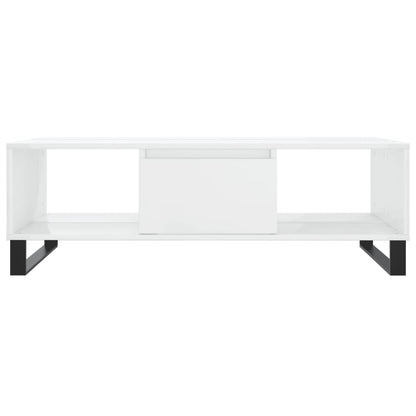 Tavolino da Salotto Bianco Lucido 104x60x35cm Legno Multistrato - homemem39