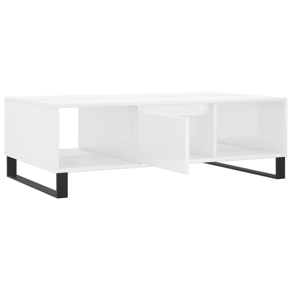 Tavolino da Salotto Bianco Lucido 104x60x35cm Legno Multistrato - homemem39