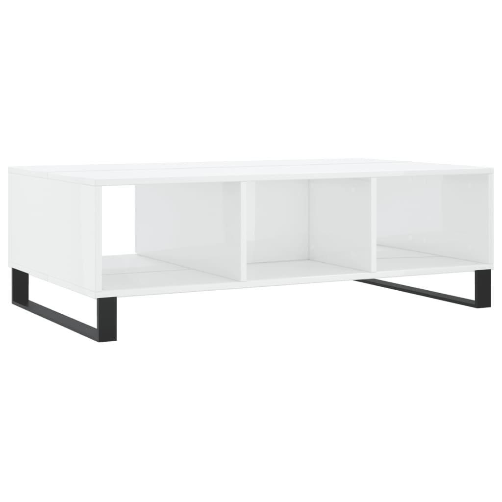 Tavolino da Salotto Bianco Lucido 104x60x35cm Legno Multistrato - homemem39