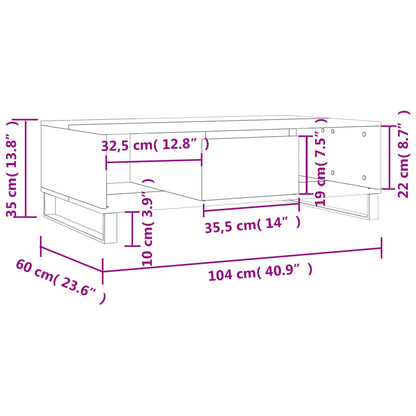 Tavolino da Salotto Bianco Lucido 104x60x35cm Legno Multistrato - homemem39