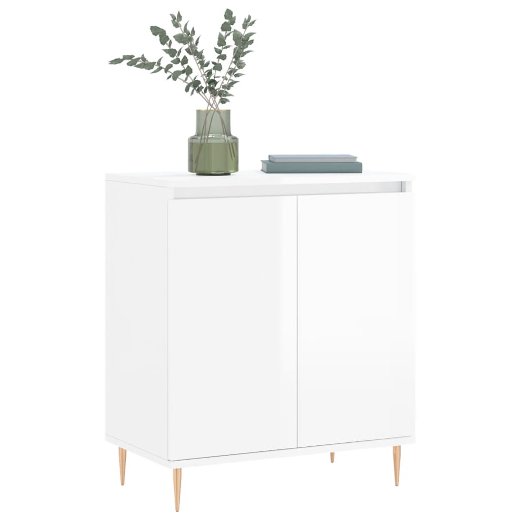 Credenza Bianco Lucido 60x35x70 cm in Legno Multistrato - homemem39