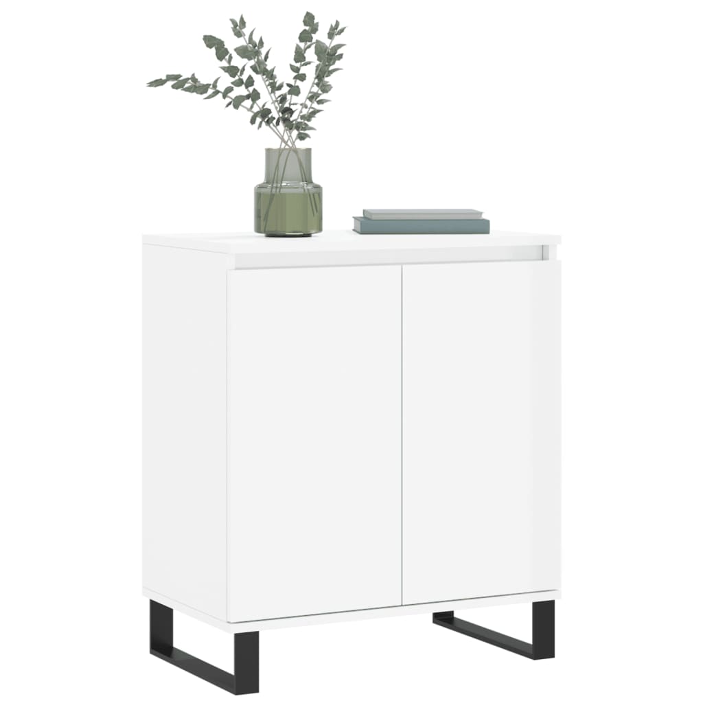 Credenza Bianco Lucido 60x35x70 cm in Legno Multistrato - homemem39