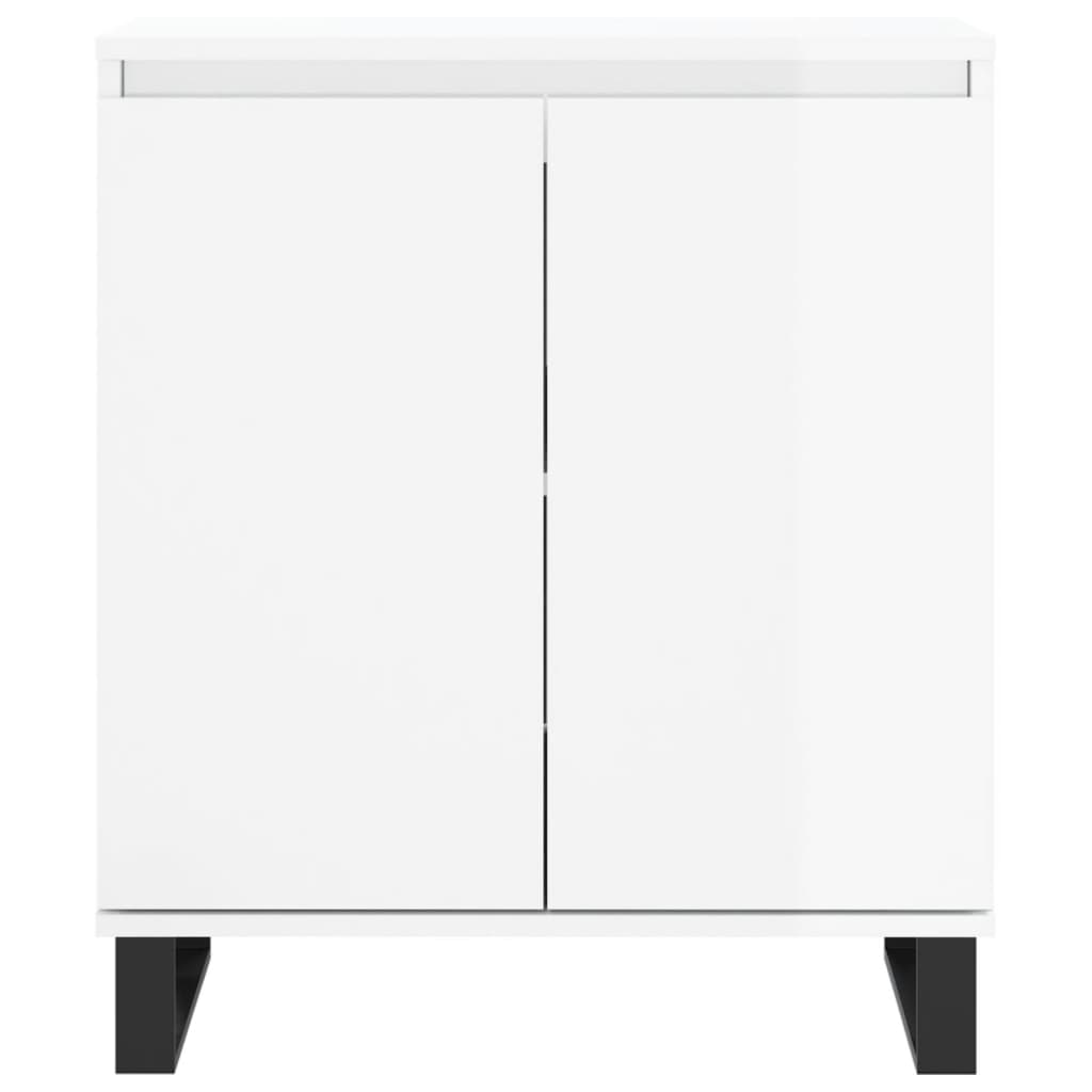 Credenza Bianco Lucido 60x35x70 cm in Legno Multistrato - homemem39