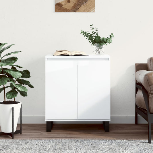 Credenza Bianco Lucido 60x35x70 cm in Legno Multistrato - homemem39