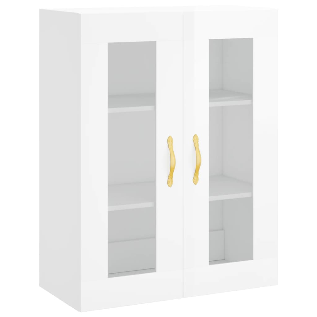 Mobile a Parete Bianco Lucido 69,5x34x90 cm - homemem39