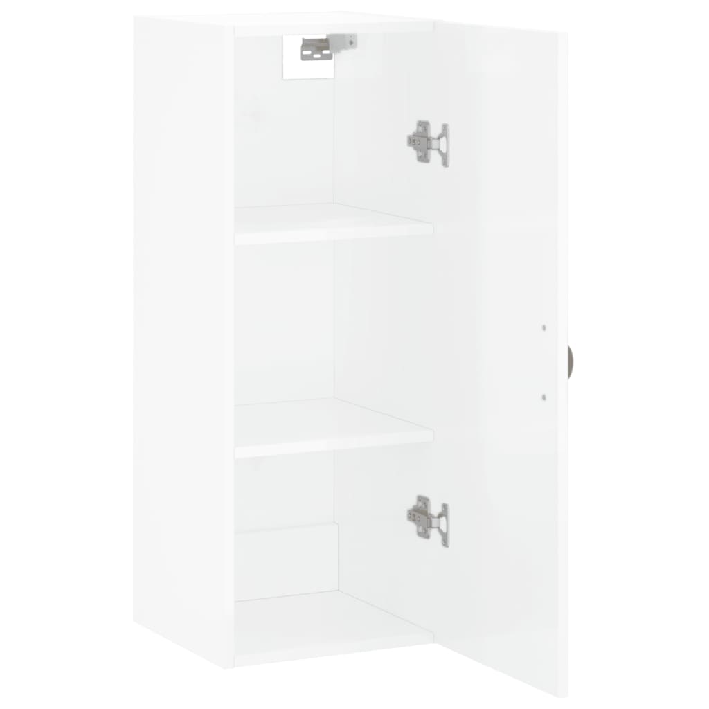 Mobile a Parete Bianco Lucido 34,5x34x90 cm - homemem39