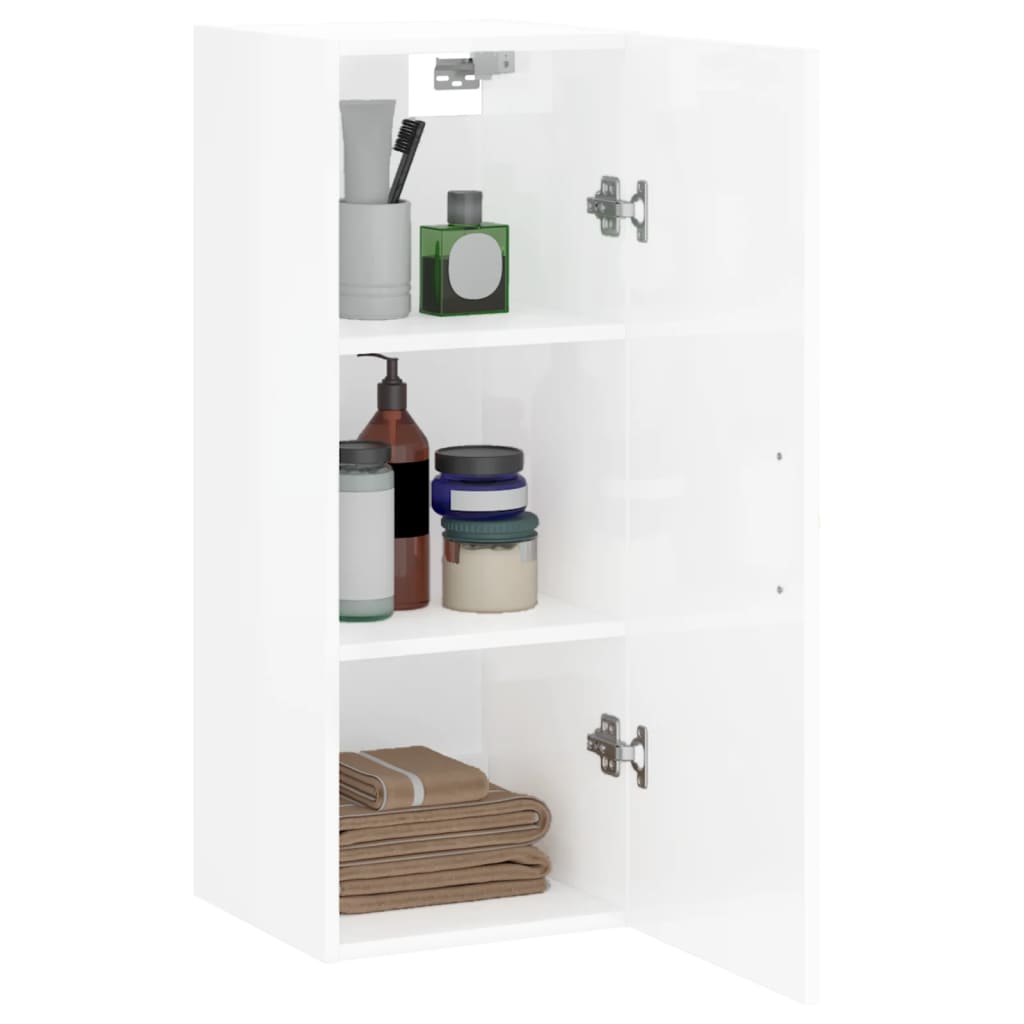 Mobile a Parete Bianco Lucido 34,5x34x90 cm - homemem39