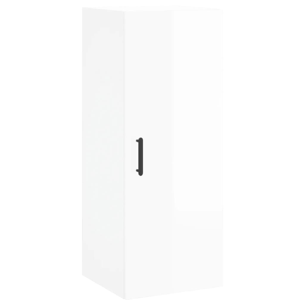 Mobile a Parete Bianco Lucido 34,5x34x90 cm - homemem39