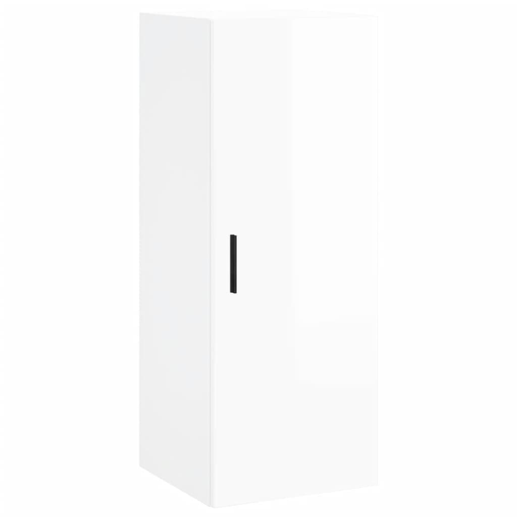 Mobile a Parete Bianco Lucido 34,5x34x90 cm - homemem39