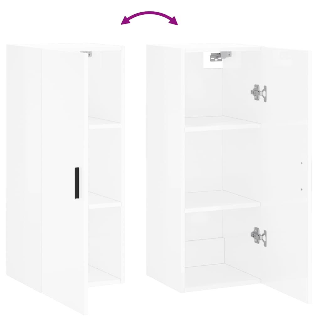 Mobile a Parete Bianco Lucido 34,5x34x90 cm - homemem39