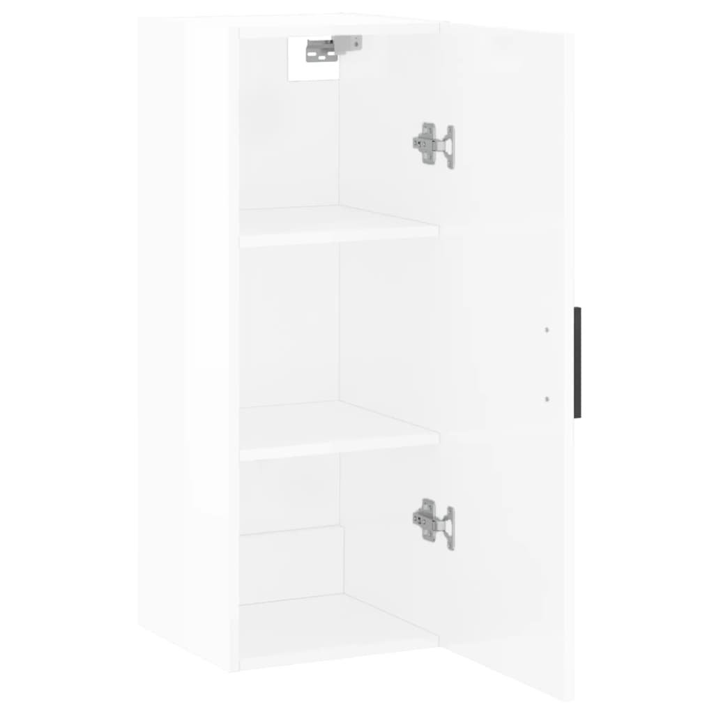 Mobile a Parete Bianco Lucido 34,5x34x90 cm - homemem39