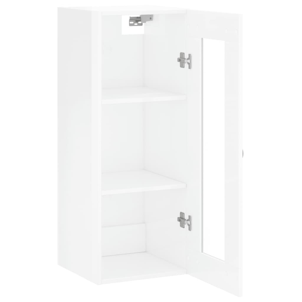 Mobile a Parete Bianco Lucido 34,5x34x90 cm - homemem39