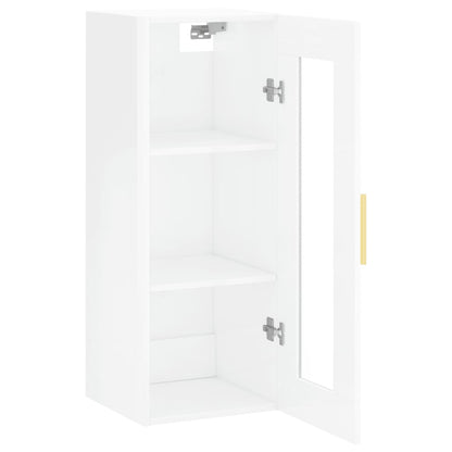 Mobile a Parete Bianco Lucido 34,5x34x90 cm - homemem39