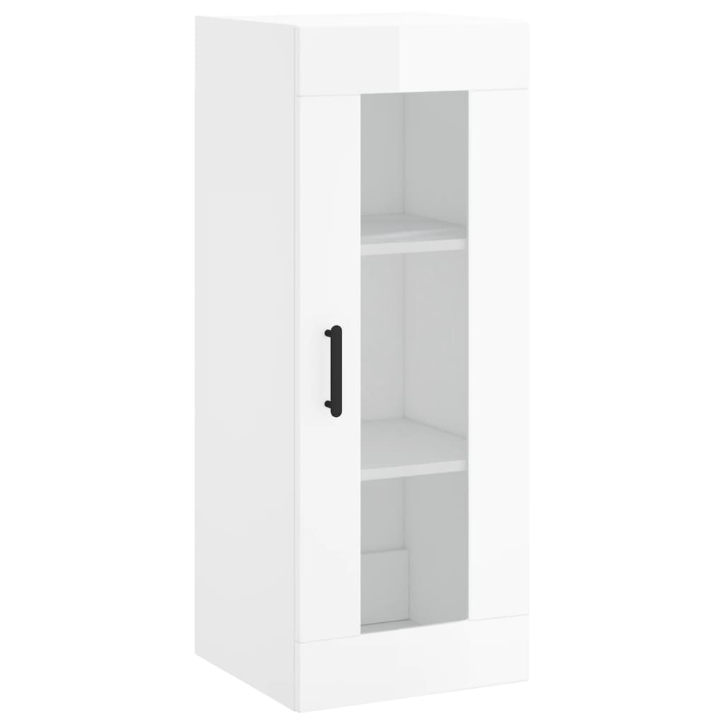 Mobile a Parete Bianco Lucido 34,5x34x90 cm - homemem39