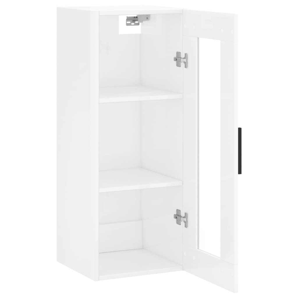 Mobile a Parete Bianco Lucido 34,5x34x90 cm - homemem39