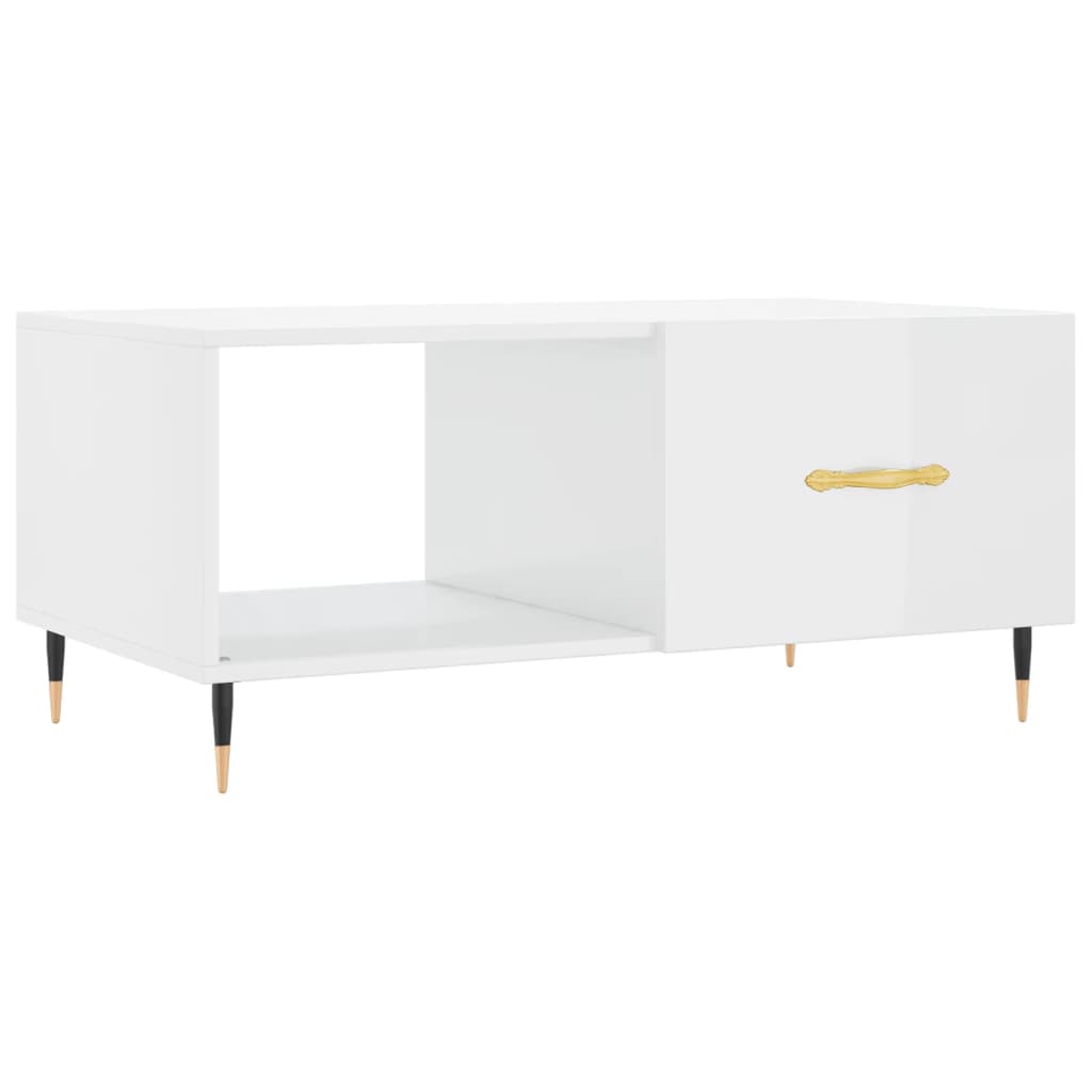 Tavolino da Salotto Bianco Lucido 90x50x40 cm Legno Multistrato - homemem39