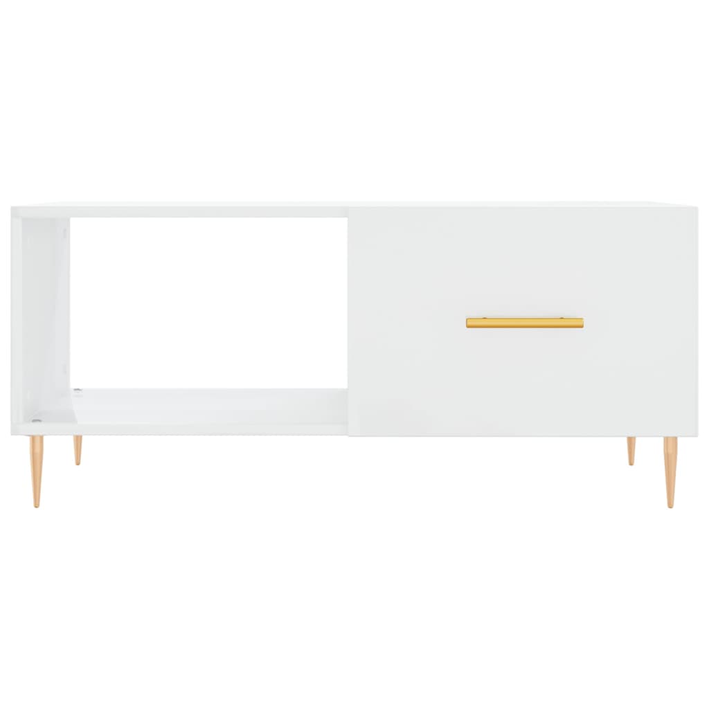 Tavolino da Salotto Bianco Lucido 90x50x40 cm Legno Multistrato - homemem39