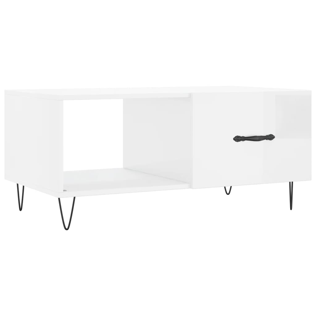 Tavolino da Salotto Bianco Lucido 90x50x40 cm Legno Multistrato - homemem39