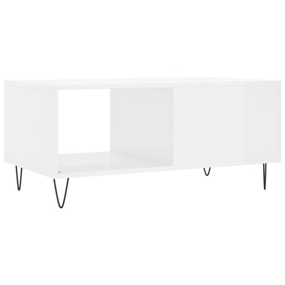 Tavolino da Salotto Bianco Lucido 90x50x40 cm Legno Multistrato - homemem39