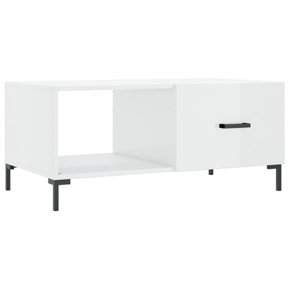 Tavolino da Salotto Bianco Lucido 90x50x40 cm Legno Multistrato - homemem39