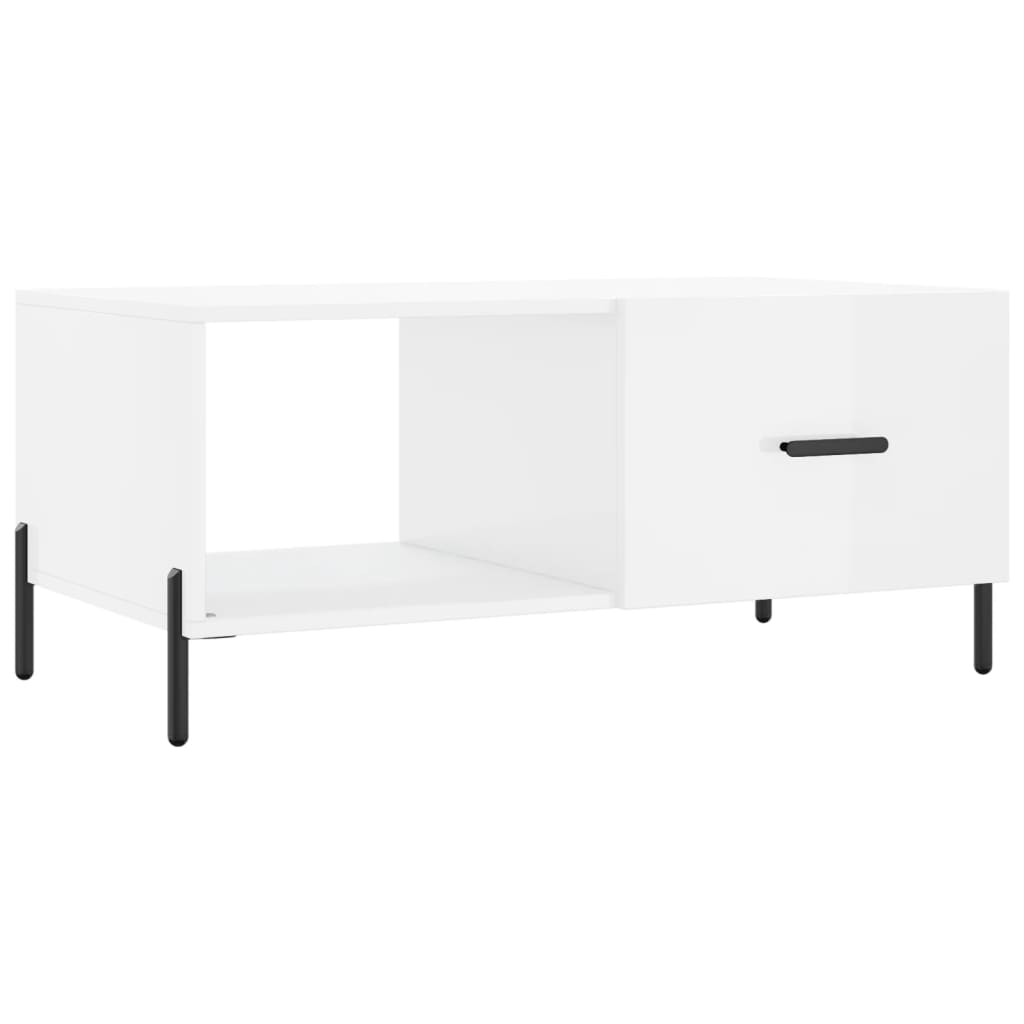 Tavolino da Salotto Bianco Lucido 90x50x40 cm Legno Multistrato - homemem39