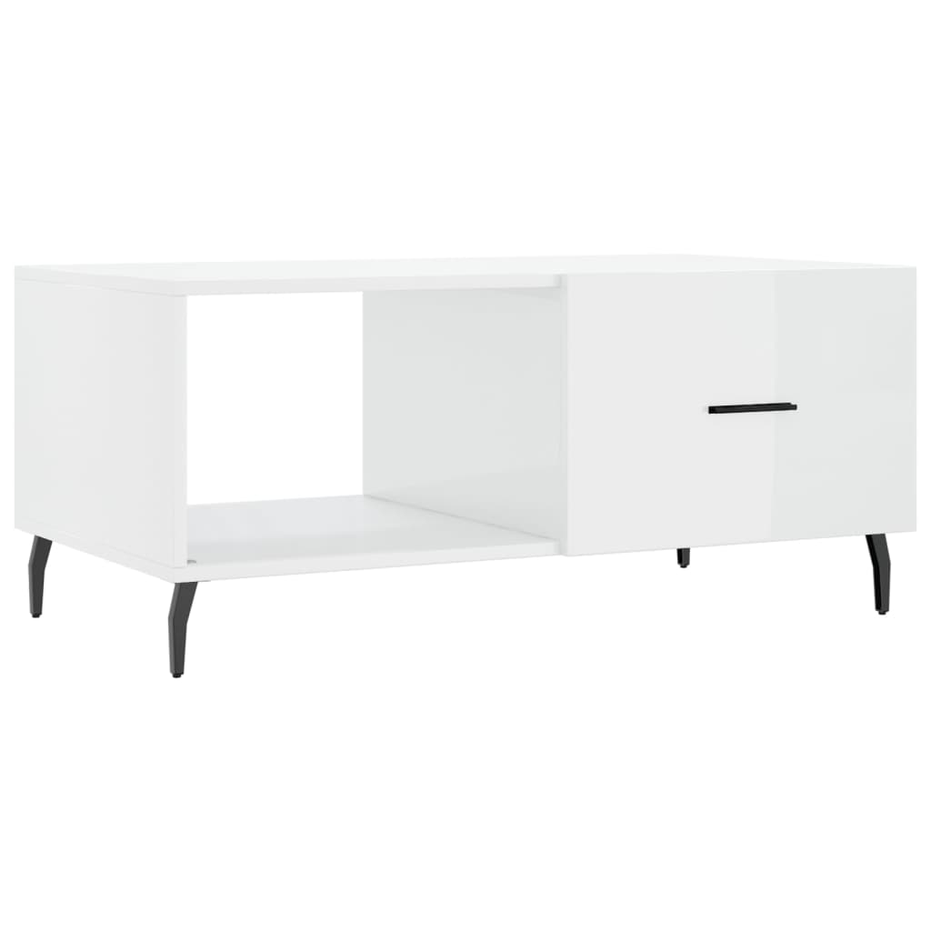 Tavolino da Salotto Bianco Lucido 90x50x40 cm Legno Multistrato - homemem39