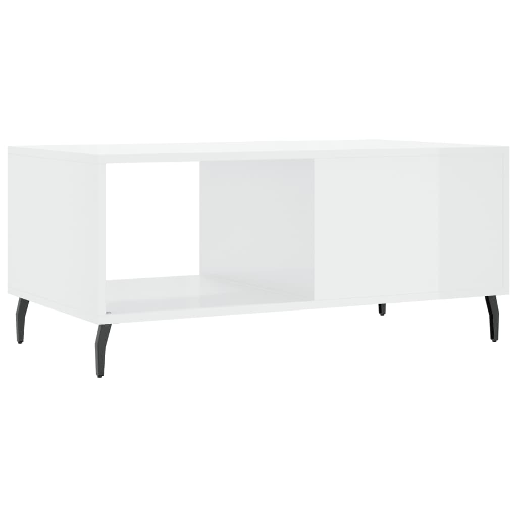 Tavolino da Salotto Bianco Lucido 90x50x40 cm Legno Multistrato - homemem39