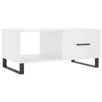 Tavolino da Salotto Bianco Lucido 90x50x40 cm Legno Multistrato - homemem39