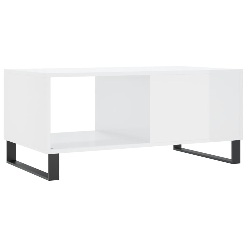 Tavolino da Salotto Bianco Lucido 90x50x40 cm Legno Multistrato - homemem39