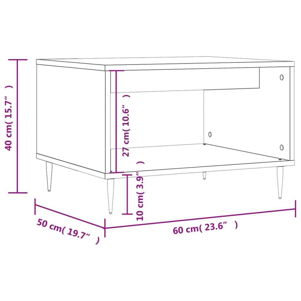 Tavolino da Salotto Bianco 60x50x40 cm in Legno Multistrato - homemem39