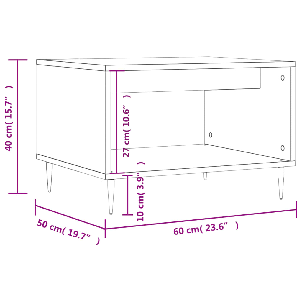 Tavolino da Salotto Nero 60x50x40 cm in Legno Multistrato - homemem39