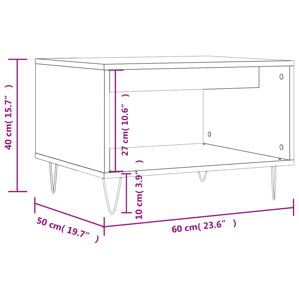 Tavolino da Salotto Bianco 60x50x40 cm in Legno Multistrato - homemem39