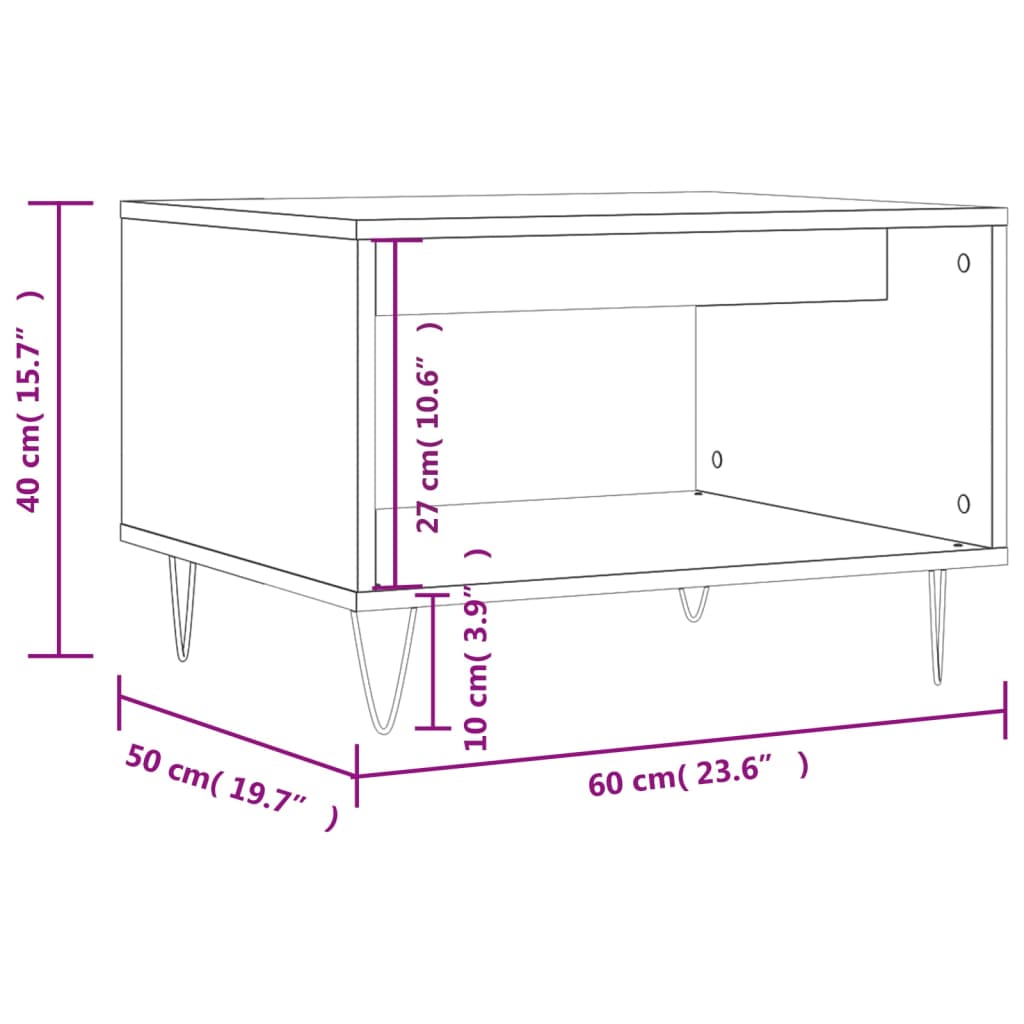 Tavolino da Salotto Grigio Cemento 60x50x40cm Legno Multistrato - homemem39