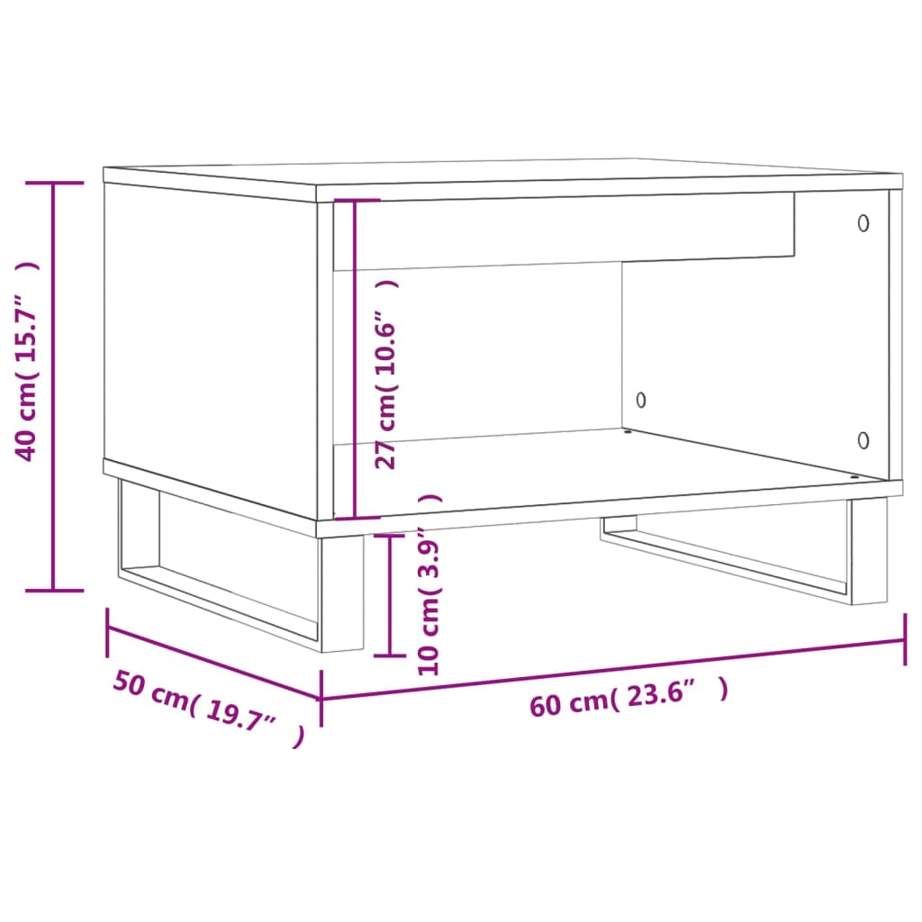 Tavolino da Salotto Rovere Marrone 60x50x40cm Legno Multistrato - homemem39