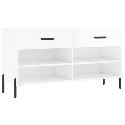 Panca Porta Scarpe Bianco Lucido 102x35x55 cm Legno Multistrato - homemem39